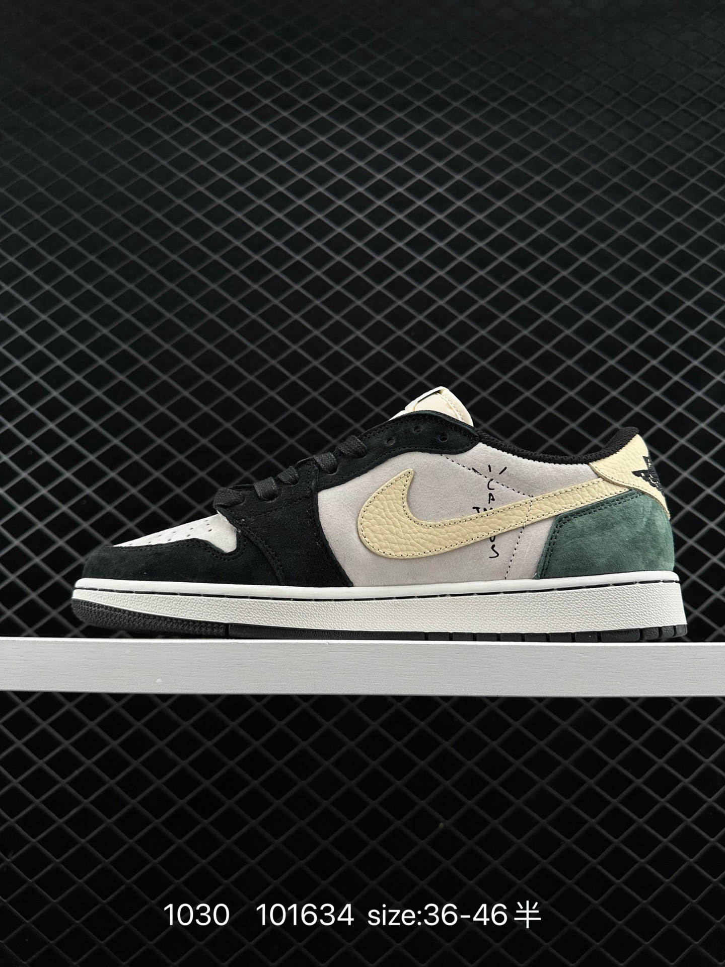fragment design x Travis Scott x Nike Air Jordan 1 Low OG SP”Black/Green Toe“